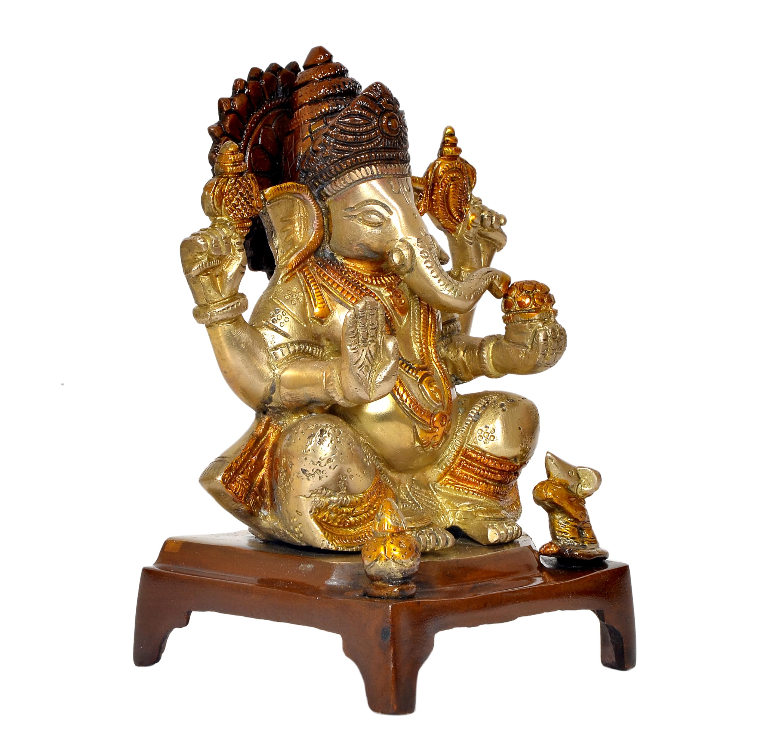 Dattatreya Brass Lord Ganesha Idol Ganesh Statue Decorative Sculpture For Home Office Mandir Pooja Showpiece (Height 7.5 Inch)